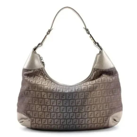 FENDI Vintage Women's Gold Ombré Metallic Zucchino Hobo Handbag - Picture 1 of 10